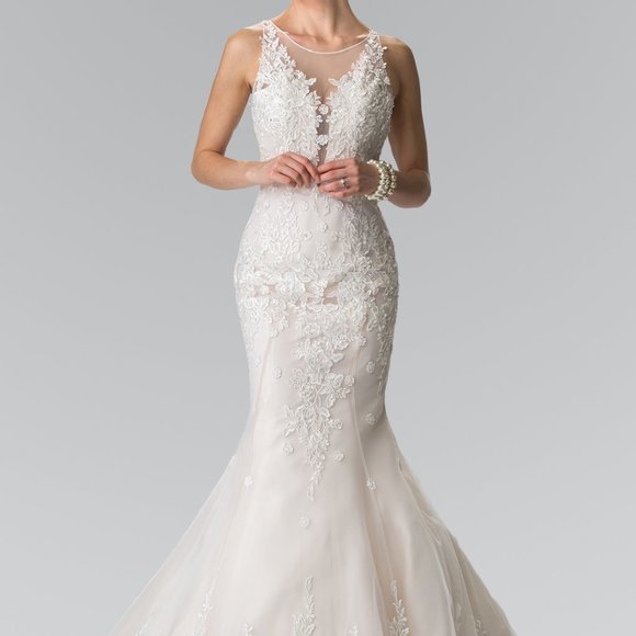 GLS Collective Dresses & Skirts - Illusion Neck Sleeveless Wedding Dress GSGL2369